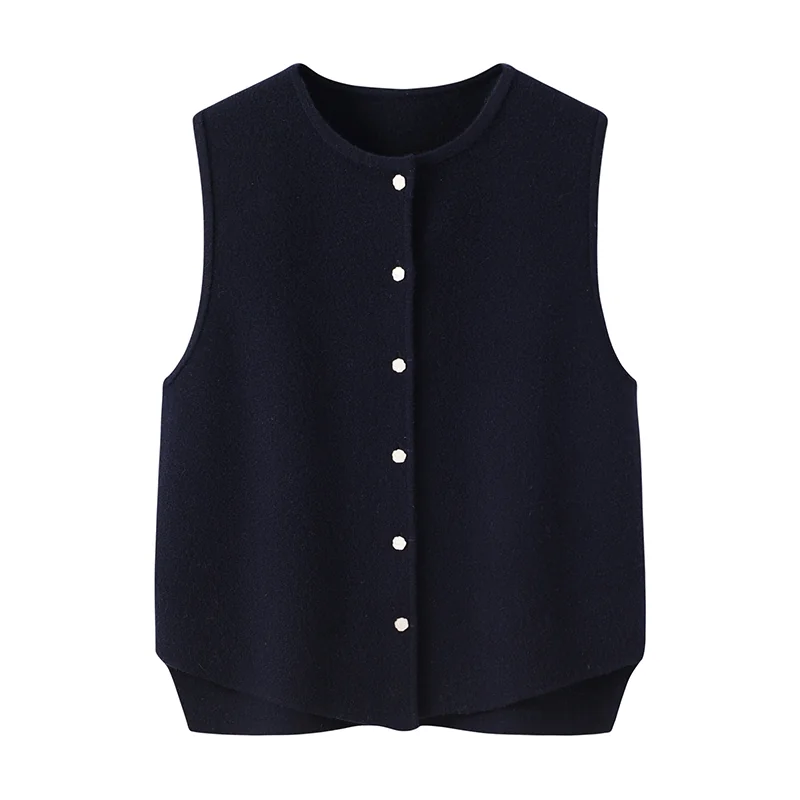 100% Cashmere, Cashmere sleeveless vest — Camel, 14–15.5µm, Cashmere Garment / Women — detail view 6