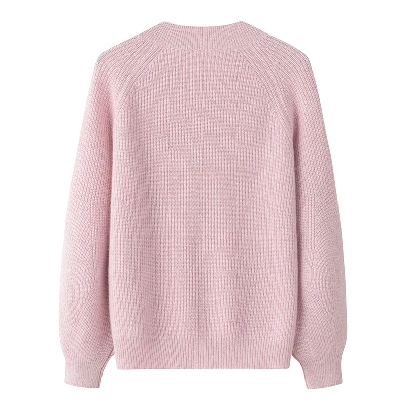 100% Cashmere, Cashmere V-neck sweater — Grey, 14–15.5µm, Cashmere Garment / Women — detail view 2