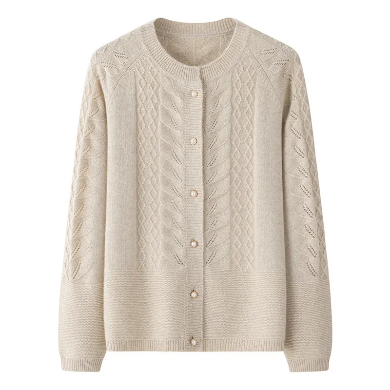 Cashmere crew-neck sweater — Pink Cable