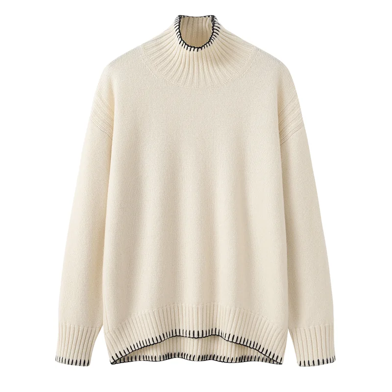 100% Cashmere, Cashmere crew-neck sweater — Black, 14–15.5µm, Cashmere Garment / Women — detail view 2