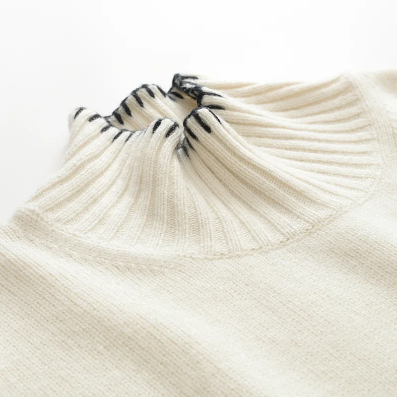 100% Cashmere, Cashmere crew-neck sweater — Black, 14–15.5µm, Cashmere Garment / Women — detail view 6