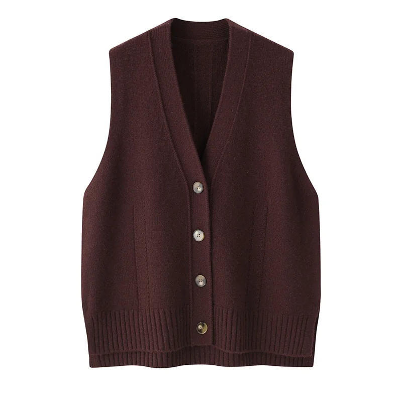 100% Cashmere, Cashmere button-front cardigan — Red, 14–15.5µm, Cashmere Garment / Women — detail view 3