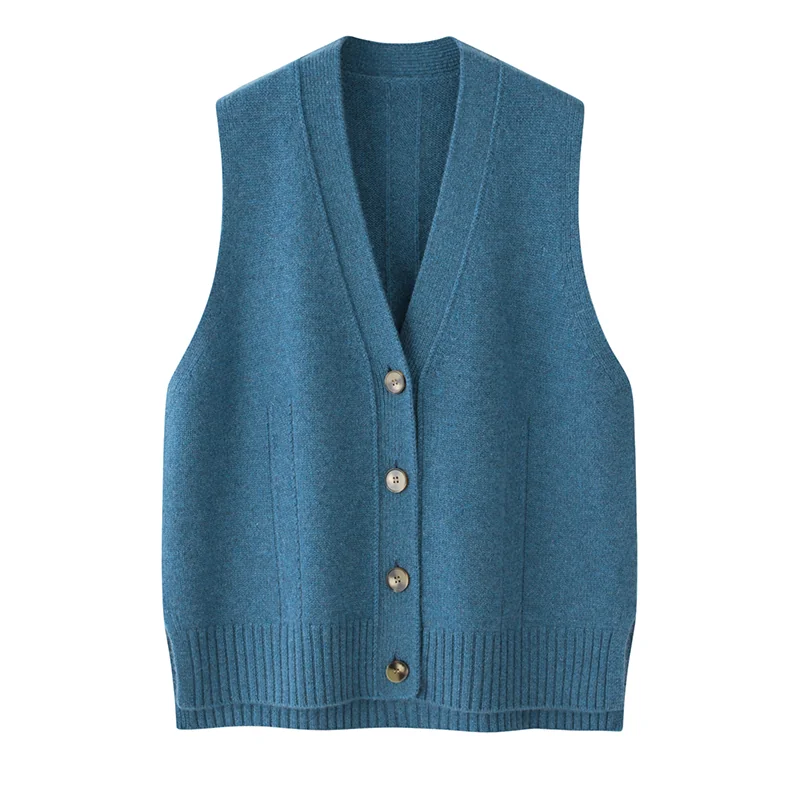 100% Cashmere, Cashmere button-front cardigan — Red, 14–15.5µm, Cashmere Garment / Women — detail view 5