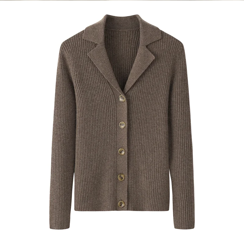 100% Cashmere, Cashmere button-front cardigan — Camel, 14–15.5µm, Cashmere Garment / Women — detail view 3