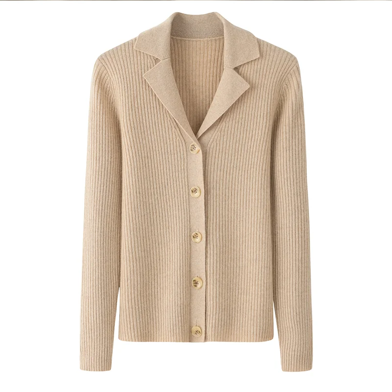 100% Cashmere, Cashmere button-front cardigan — Camel, 14–15.5µm, Cashmere Garment / Women — detail view 4