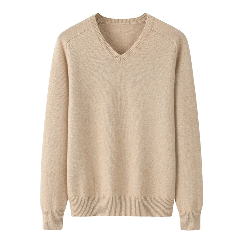 Cashmere V-neck sweater — Camel