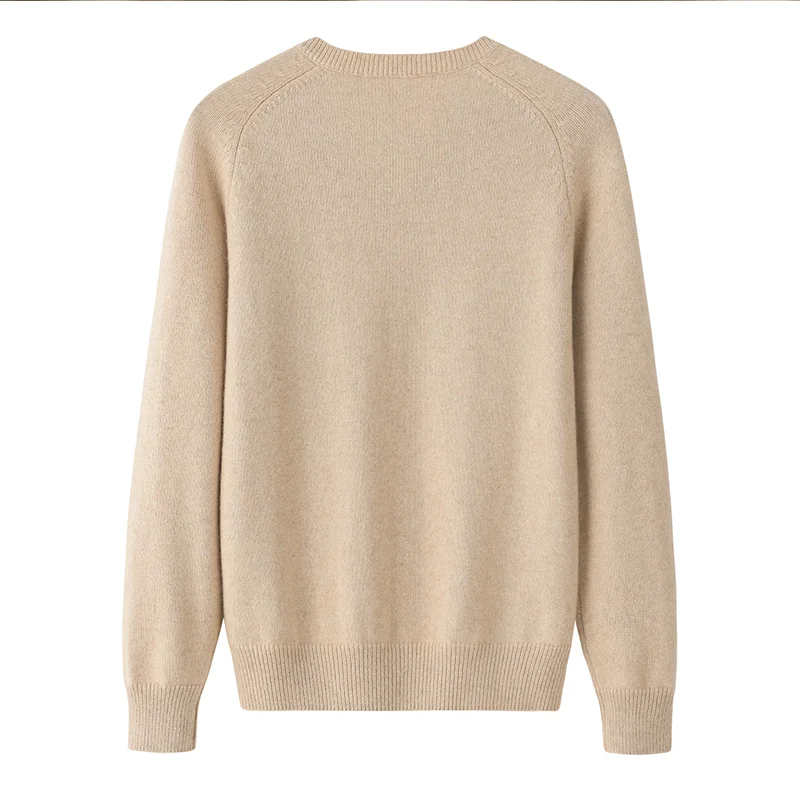 100% Cashmere, Cashmere V-neck sweater — Camel, 14–15.5µm, Cashmere Garment / Women — detail view 2