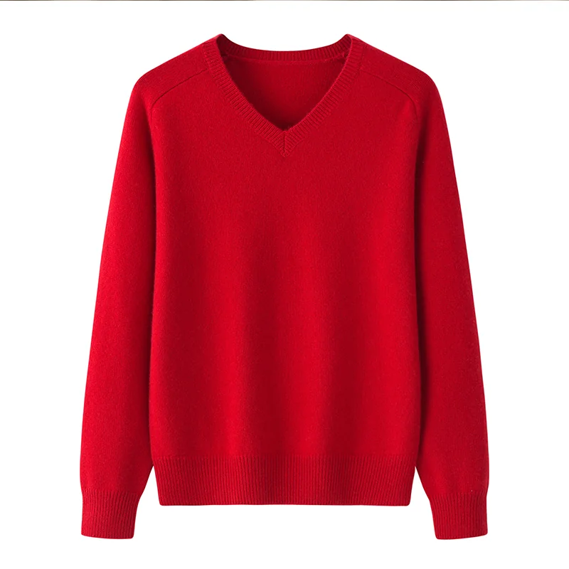 100% Cashmere, Cashmere V-neck sweater — Camel, 14–15.5µm, Cashmere Garment / Women — detail view 5