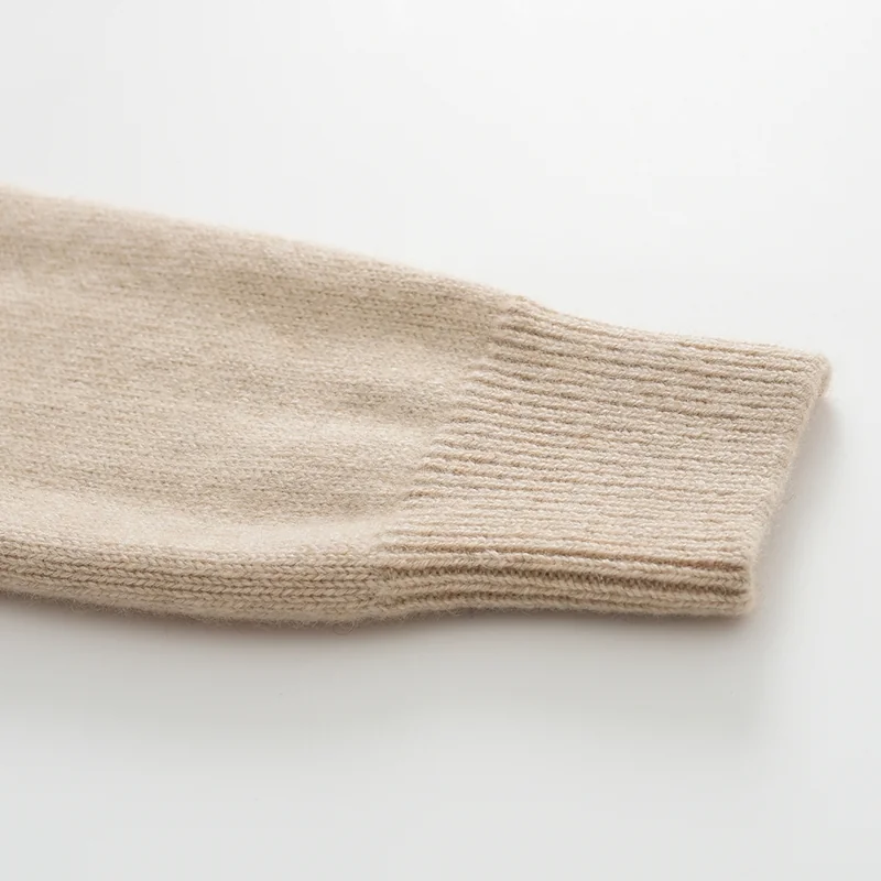 100% Cashmere, Cashmere V-neck sweater — Camel, 14–15.5µm, Cashmere Garment / Women — detail view 8