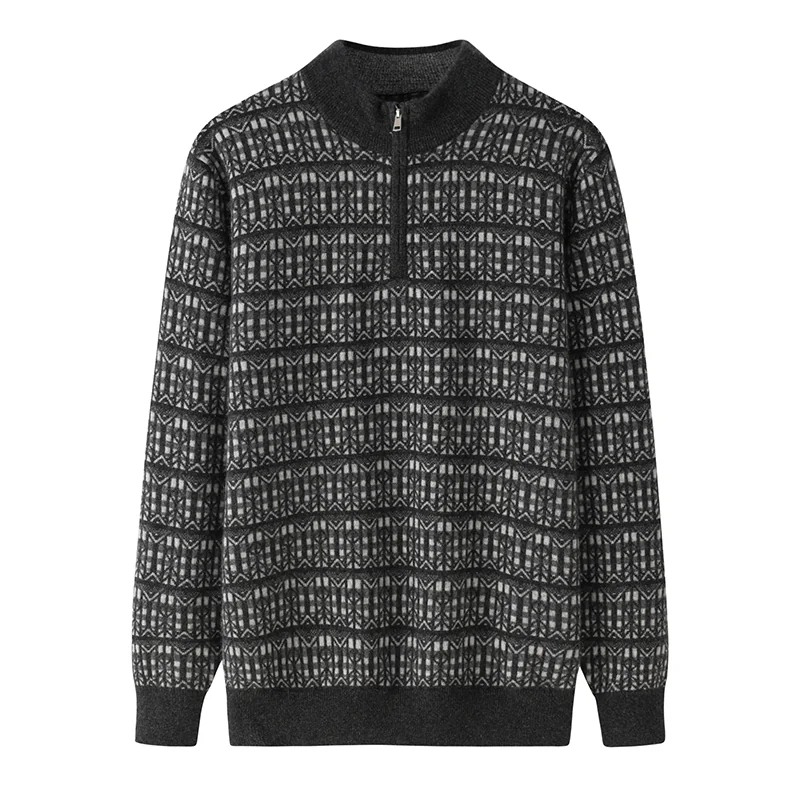 100% Cashmere, Cashmere crew-neck sweater — Grey, 14–15.5µm, Cashmere Garment / Men — detail view 3