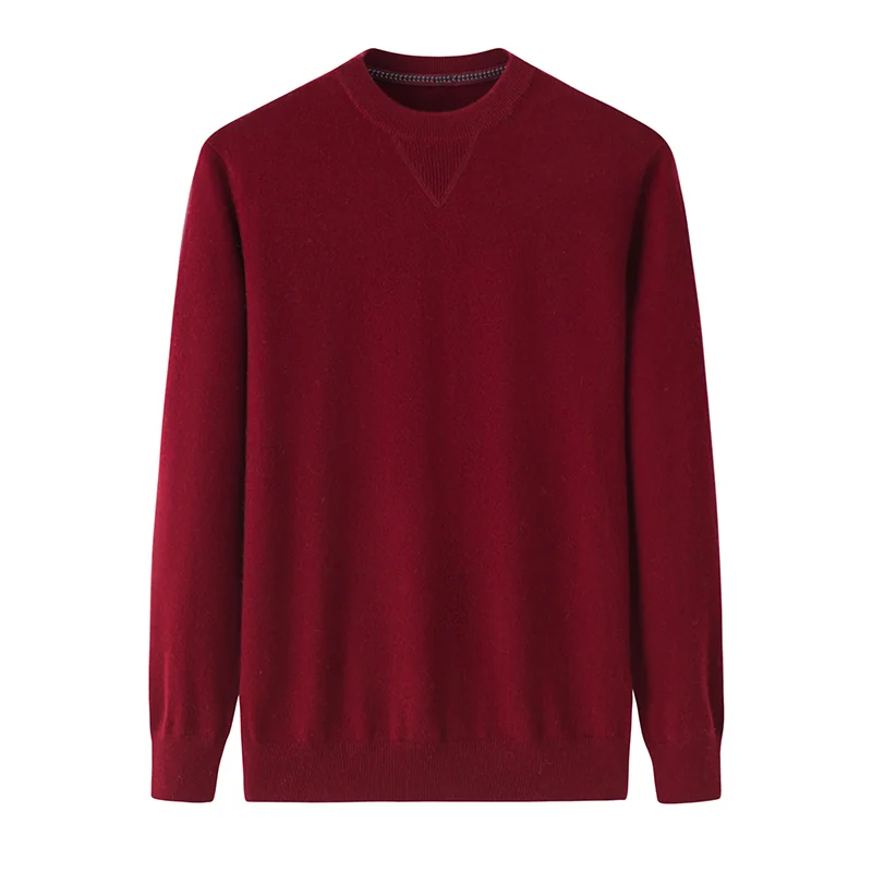 100% Cashmere, Cashmere crew-neck sweater — Red, 14–15.5µm, Cashmere Garment / Men — detail view 3