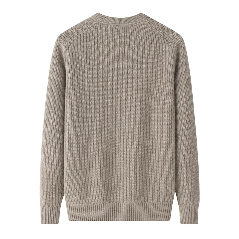 100% Cashmere, Cashmere crew-neck sweater — Green, 14–15.5µm, Cashmere Garment / Men — detail view 2