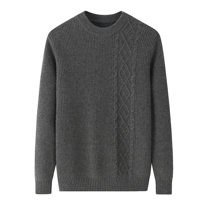 100% Cashmere, Cashmere crew-neck sweater — Green, 14–15.5µm, Cashmere Garment / Men — detail view 4