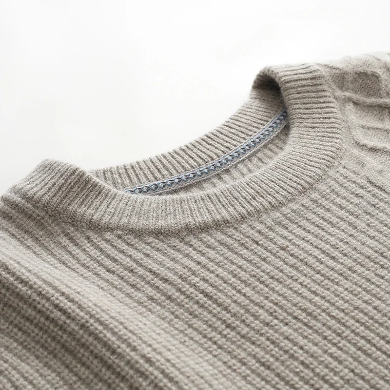 100% Cashmere, Cashmere crew-neck sweater — Green, 14–15.5µm, Cashmere Garment / Men — detail view 8