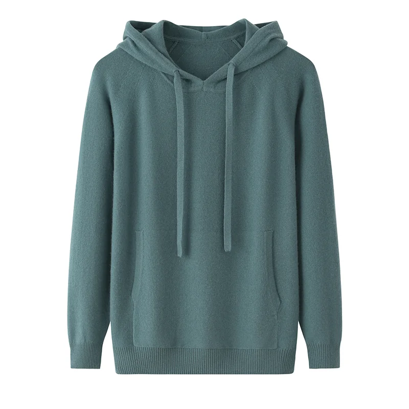 100% Cashmere, Cashmere hooded cardigan — Grey, 14–15.5µm, Cashmere Garment / Men
