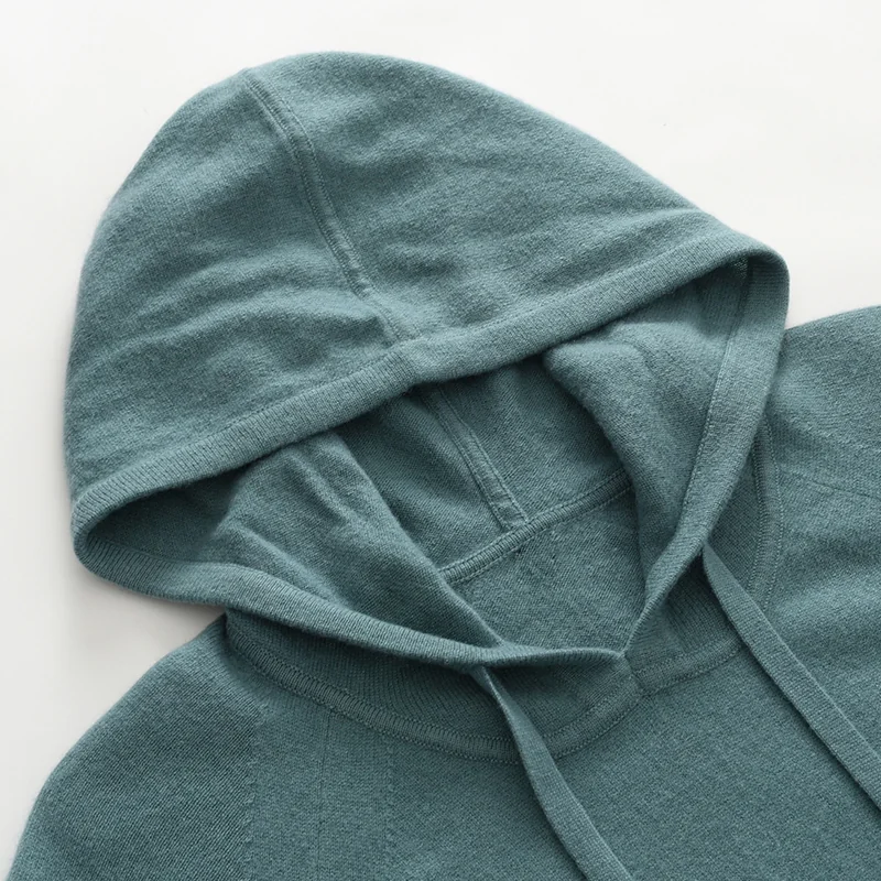 100% Cashmere, Cashmere hooded cardigan — Grey, 14–15.5µm, Cashmere Garment / Men — detail view 6