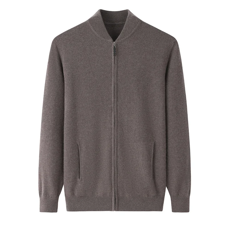 100% Cashmere, Cashmere zip-neck sweater — Camel Half-zip, 14–15.5µm, Cashmere Garment / Men — detail view 3