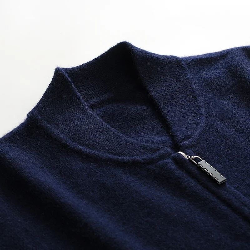 100% Cashmere, Cashmere zip-neck sweater — Camel Half-zip, 14–15.5µm, Cashmere Garment / Men — detail view 7