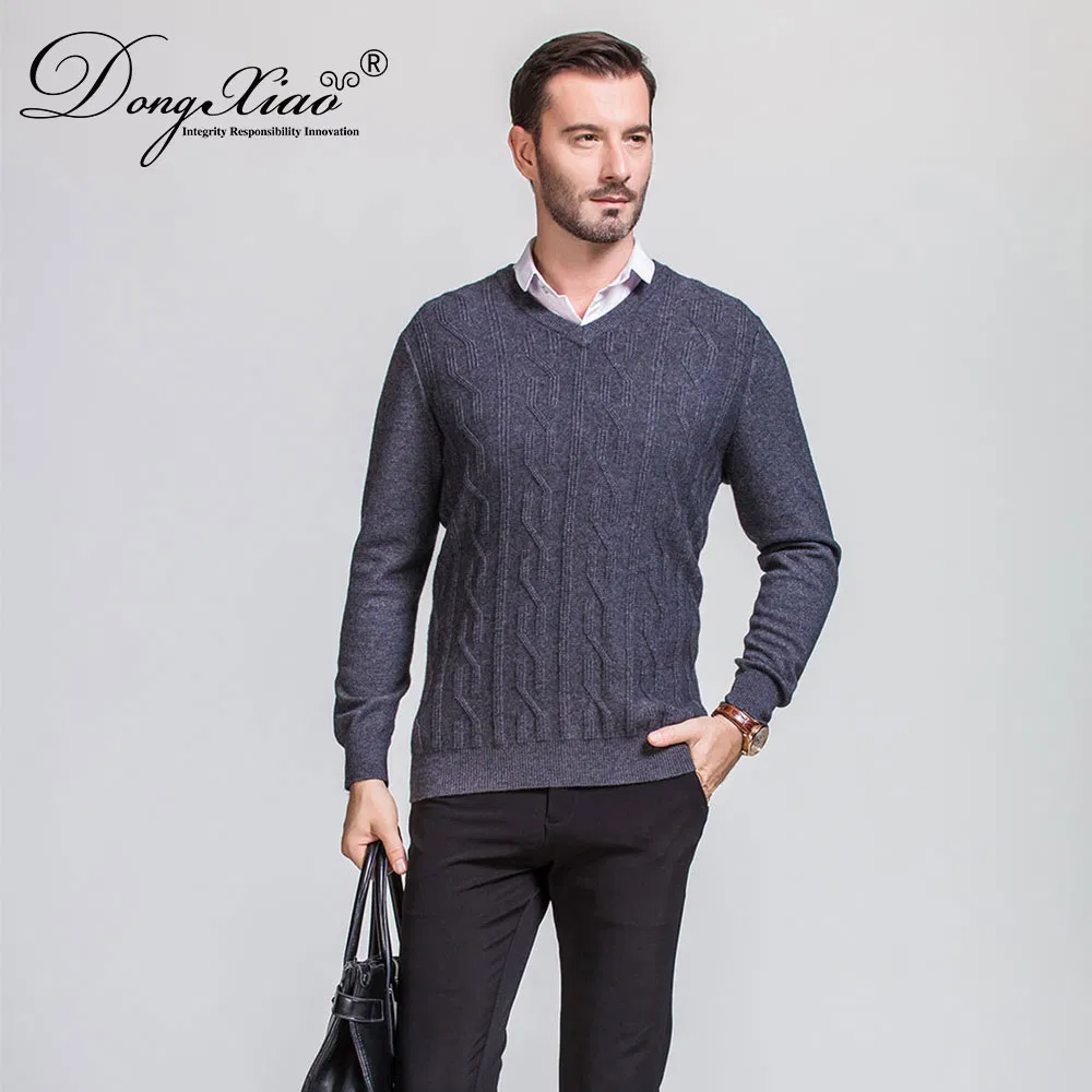Wholesale V Neck Long Sleeve Winter Casual Sweater Men view 2