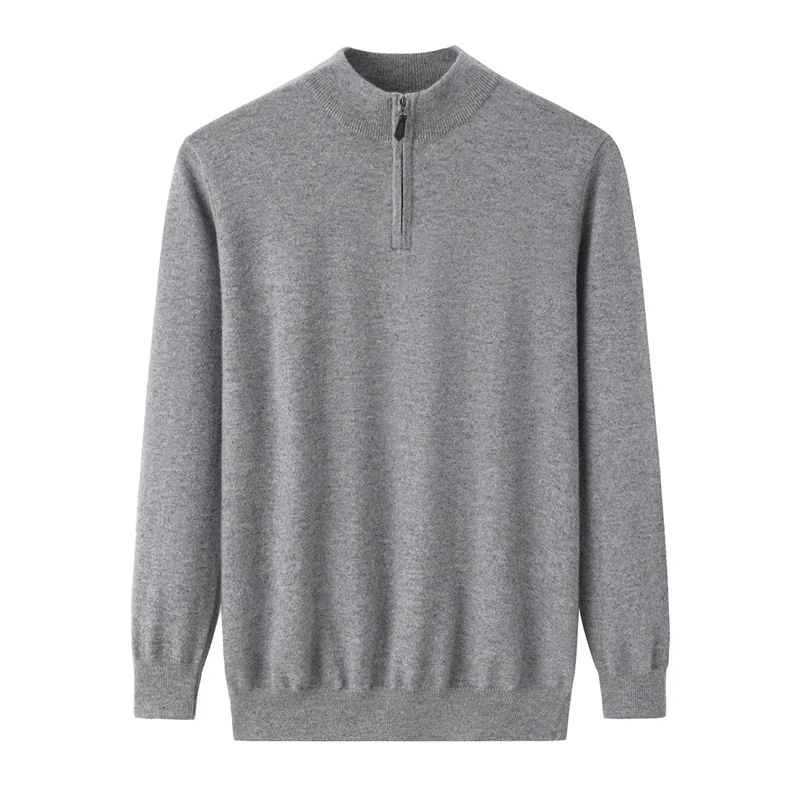 Cashmere zip-neck sweater — Navy Half-zip
