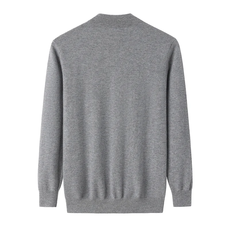 100% Cashmere, Cashmere zip-neck sweater — Navy Half-zip, 14–15.5µm, Cashmere Garment / Men — detail view 2