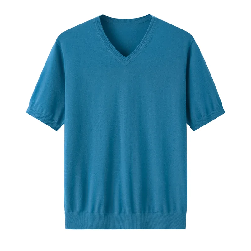 Cashmere short-sleeve knit — Grey Short sleeve