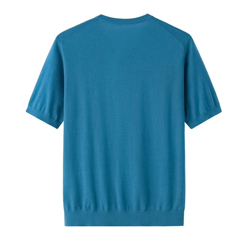 100% Cashmere, Cashmere short-sleeve knit — Grey Short sleeve, 14–15.5µm, Cashmere Garment / Men — detail view 2