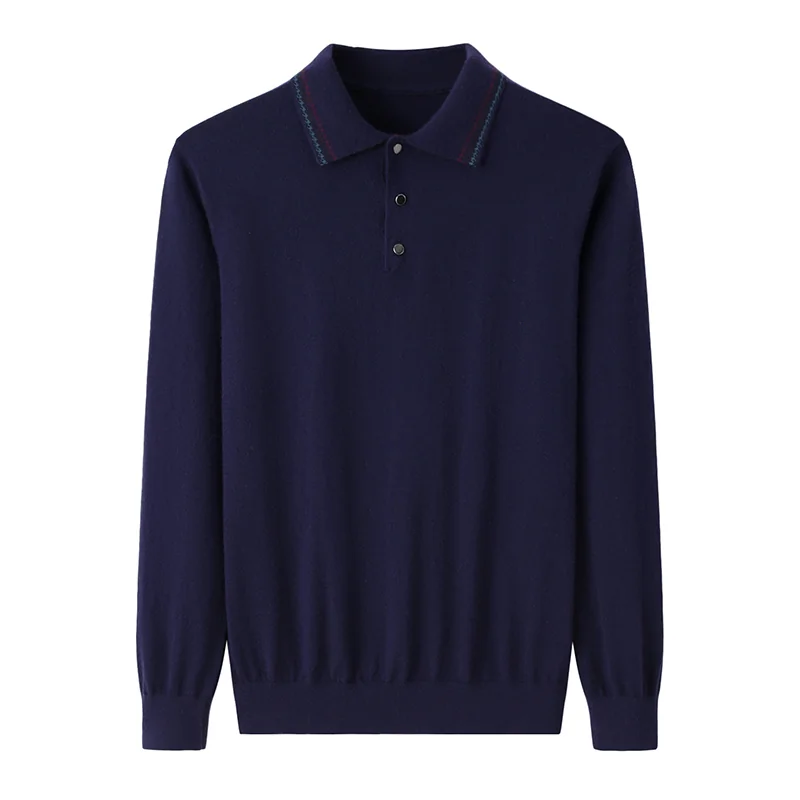 100% Cashmere, Cashmere crew-neck sweater — Navy, 14–15.5µm, Cashmere Garment / Men — detail view 3