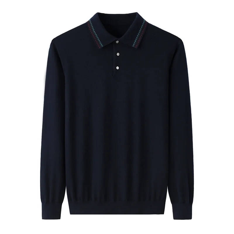 100% Cashmere, Cashmere crew-neck sweater — Navy, 14–15.5µm, Cashmere Garment / Men — detail view 4