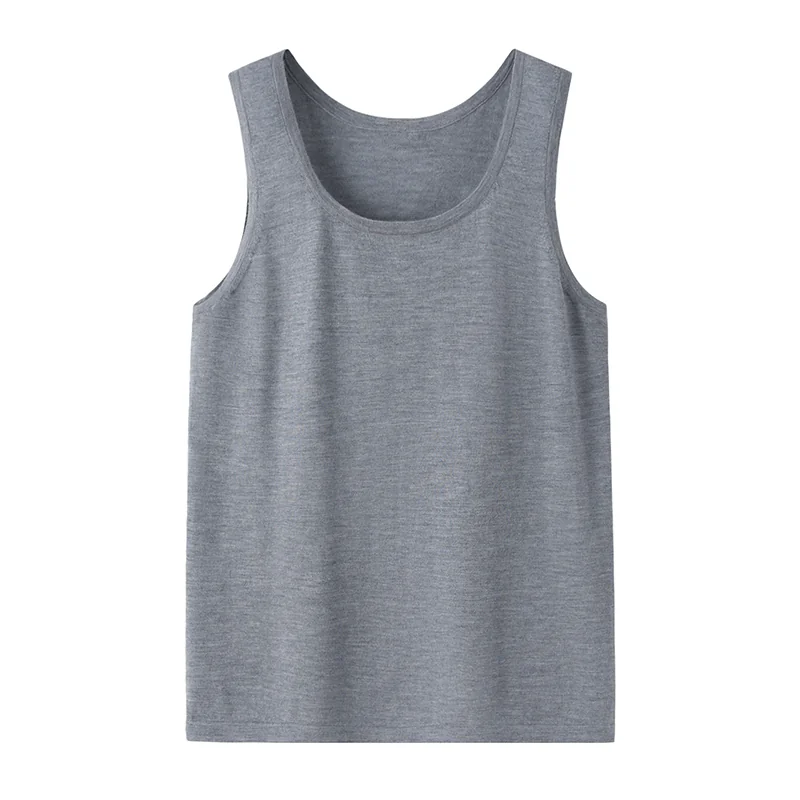 100% Cashmere, Cashmere sleeveless vest — Grey, 14–15.5µm, Cashmere Garment / Men — detail view 3