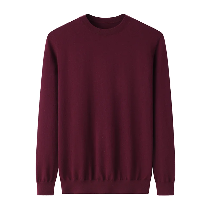 100% Cashmere, Cashmere crew-neck sweater — Red, 14–15.5µm, Cashmere Garment / Men — detail view 3