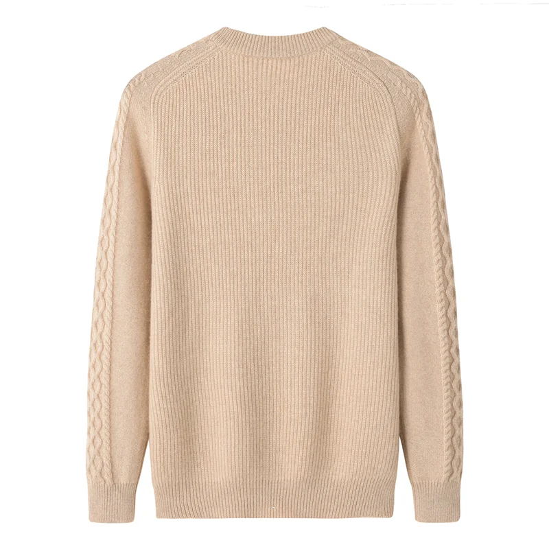 100% Cashmere, Cashmere crew-neck sweater — Navy, 14–15.5µm, Cashmere Garment / Men — detail view 2