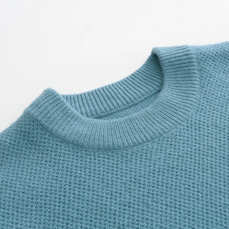 100% Cashmere, Cashmere crew-neck sweater — Beige, 14–15.5µm, Cashmere Garment / Men — detail view 6