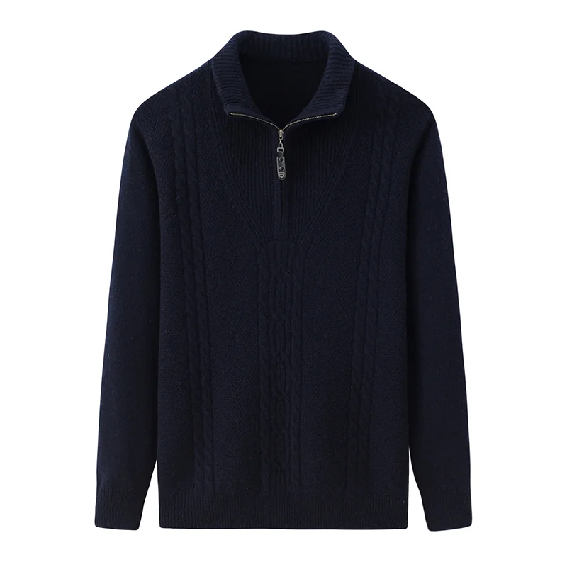 100% Cashmere, Cashmere crew-neck sweater — Navy, 14–15.5µm, Cashmere Garment / Men — detail view 3