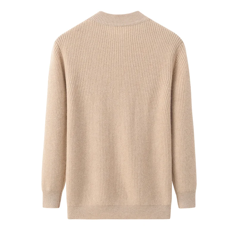 100% Cashmere, Cashmere crew-neck sweater — Black, 14–15.5µm, Cashmere Garment / Men — detail view 2