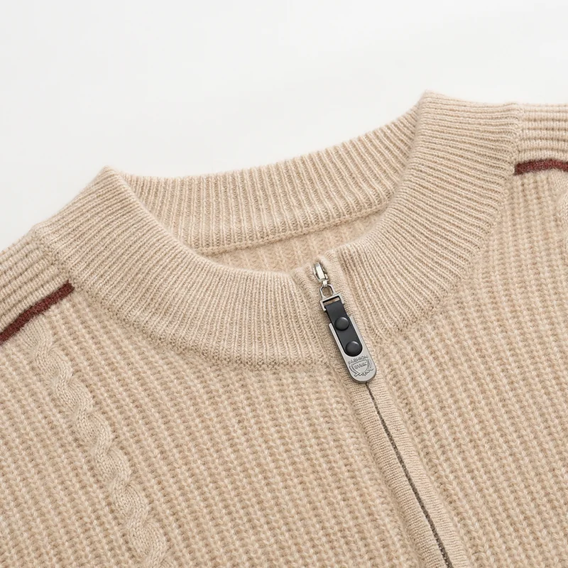 100% Cashmere, Cashmere crew-neck sweater — Black, 14–15.5µm, Cashmere Garment / Men — detail view 6