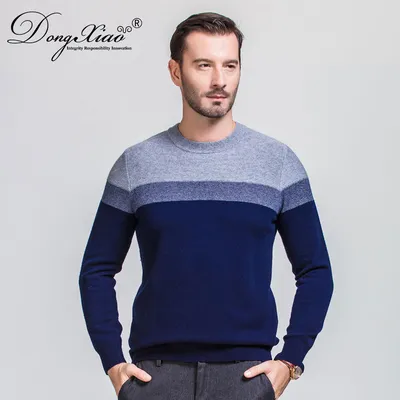 Men s Long Sleeves Round Neck Wool Cashmere Sweaters