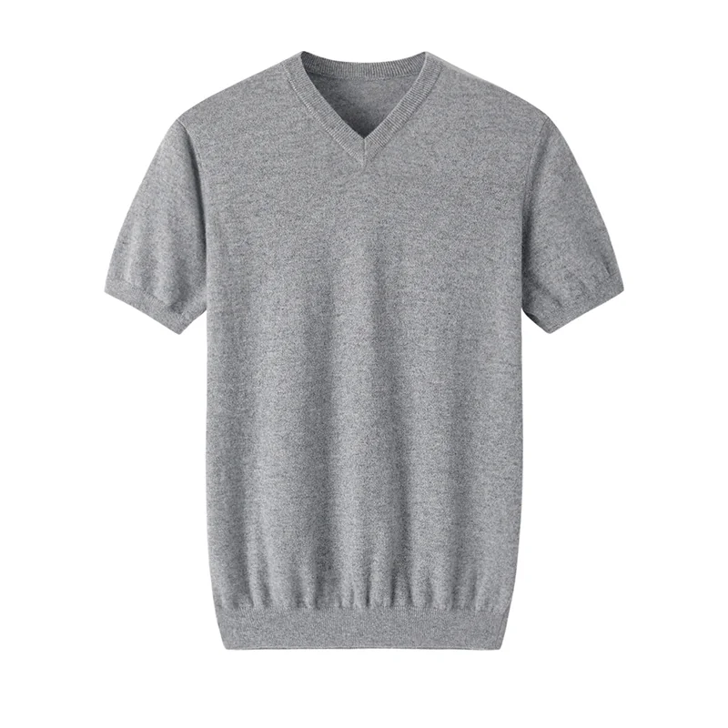 Cashmere short-sleeve knit — White Short sleeve