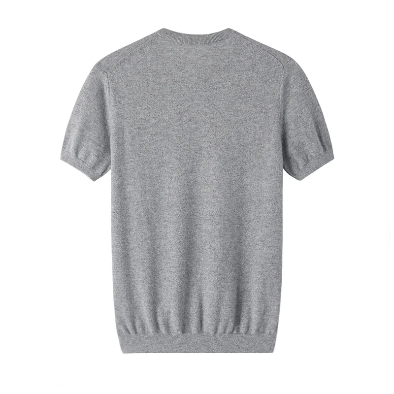 100% Cashmere, Cashmere short-sleeve knit — White Short sleeve, 14–15.5µm, Cashmere Garment / Men — detail view 2