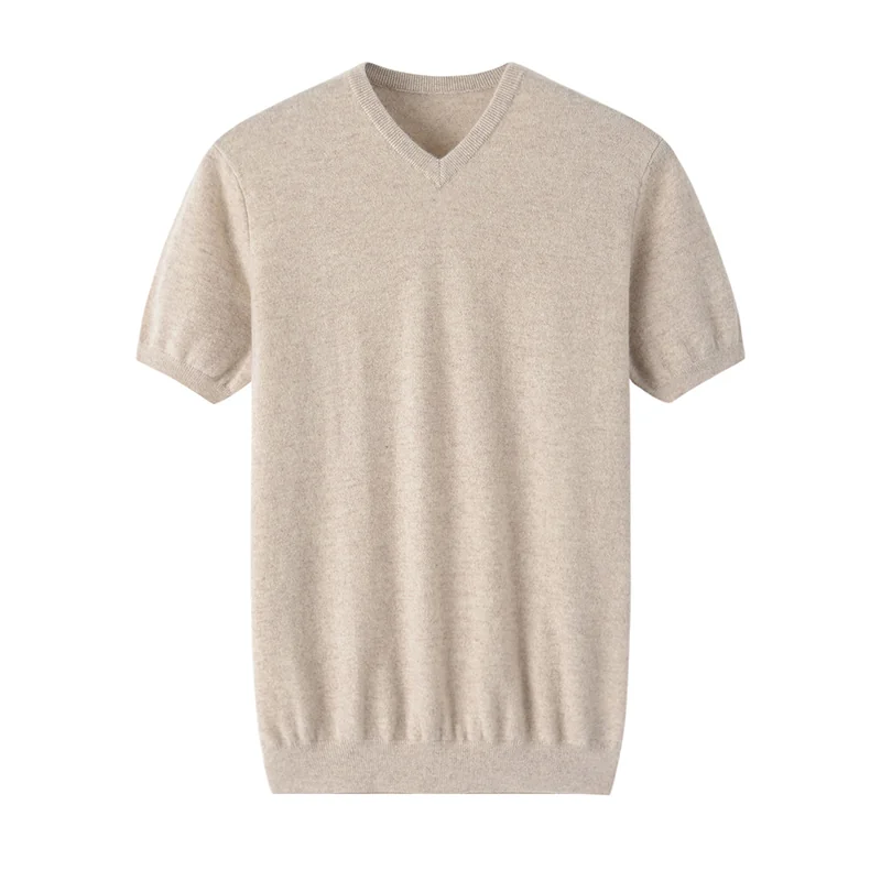 100% Cashmere, Cashmere short-sleeve knit — White Short sleeve, 14–15.5µm, Cashmere Garment / Men — detail view 4