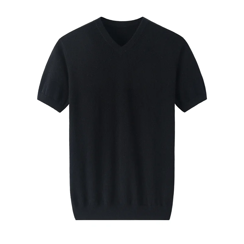 100% Cashmere, Cashmere short-sleeve knit — White Short sleeve, 14–15.5µm, Cashmere Garment / Men — detail view 5