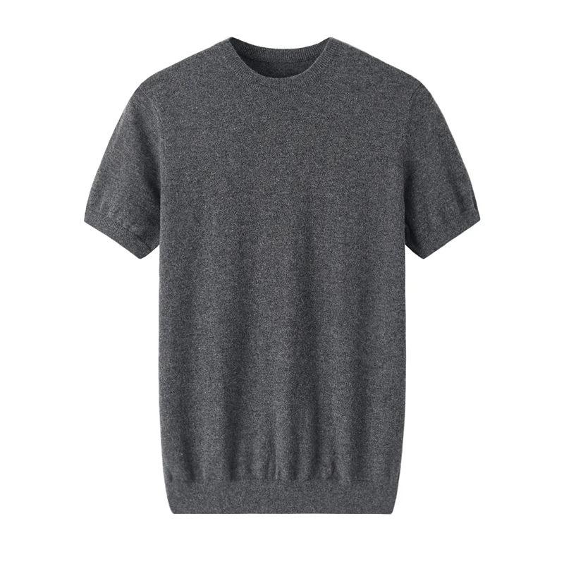 Cashmere short-sleeve knit — Grey Short sleeve