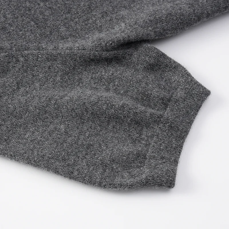 100% Cashmere, Cashmere short-sleeve knit — Grey Short sleeve, 14–15.5µm, Cashmere Garment / Men — detail view 9