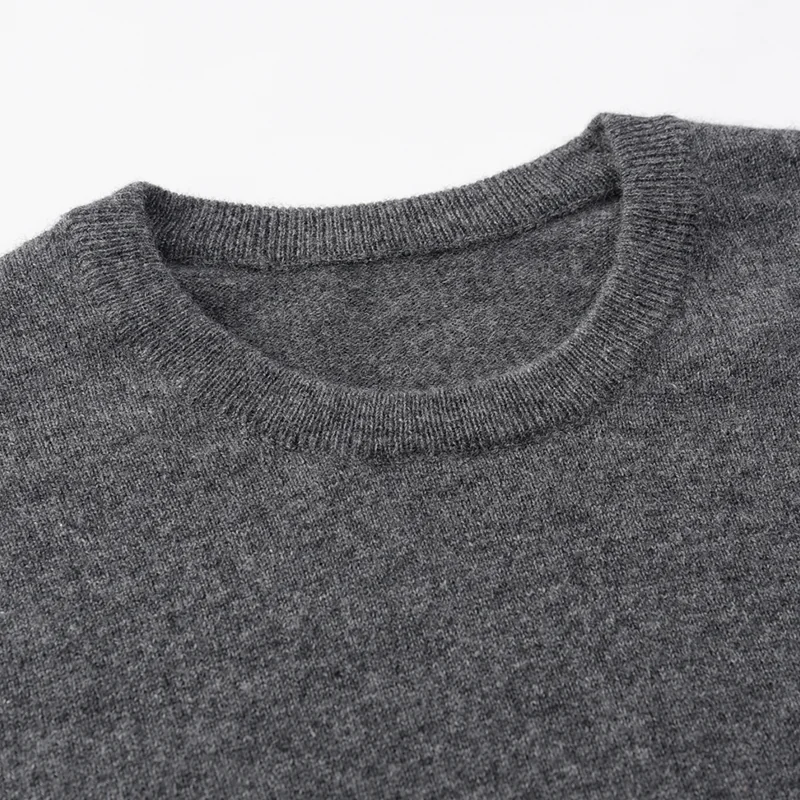 100% Cashmere, Cashmere short-sleeve knit — Grey Short sleeve, 14–15.5µm, Cashmere Garment / Men — detail view 10