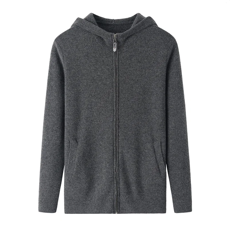 100% Cashmere, Cashmere crew-neck sweater — Grey, 14–15.5µm, Cashmere Garment / Men — detail view 3