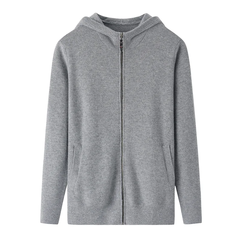 100% Cashmere, Cashmere crew-neck sweater — Grey, 14–15.5µm, Cashmere Garment / Men — detail view 4