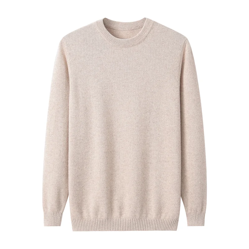 100% Cashmere, Cashmere crew-neck sweater — Grey, 14–15.5µm, Cashmere Garment / Men — detail view 2