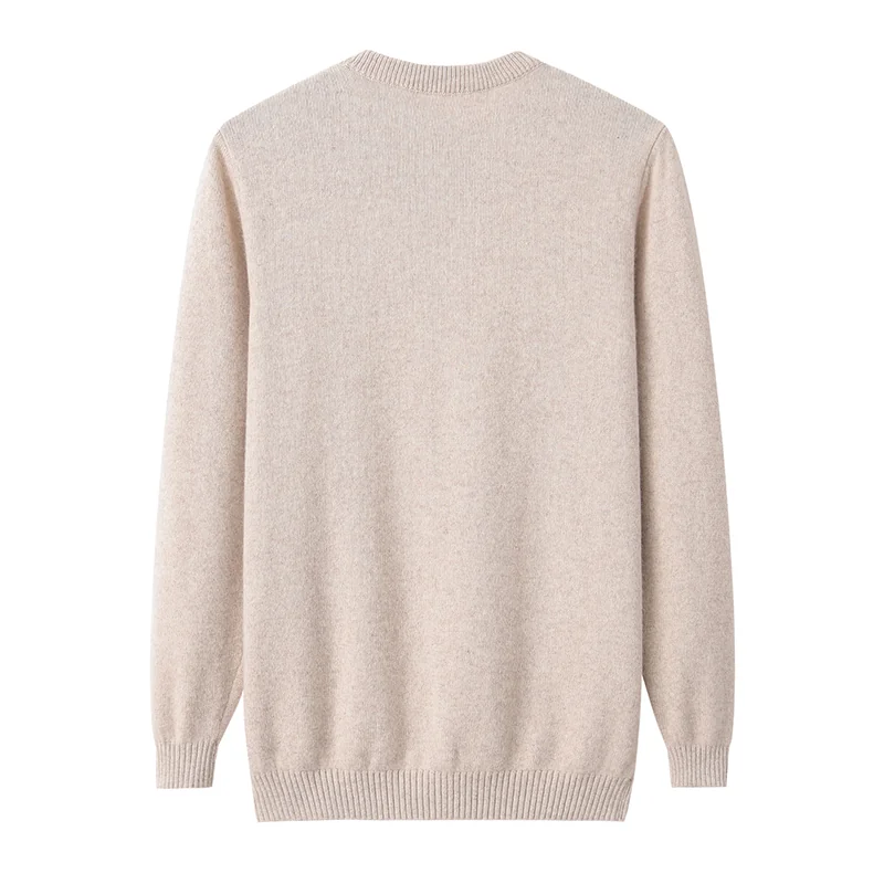 100% Cashmere, Cashmere crew-neck sweater — Grey, 14–15.5µm, Cashmere Garment / Men — detail view 3