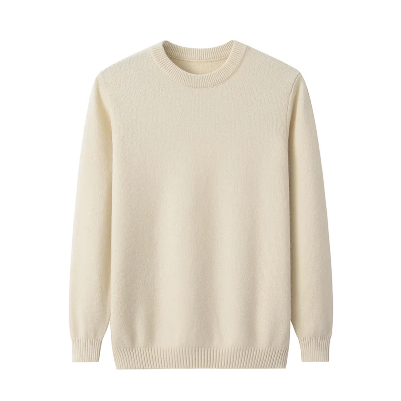 100% Cashmere, Cashmere crew-neck sweater — Grey, 14–15.5µm, Cashmere Garment / Men — detail view 6