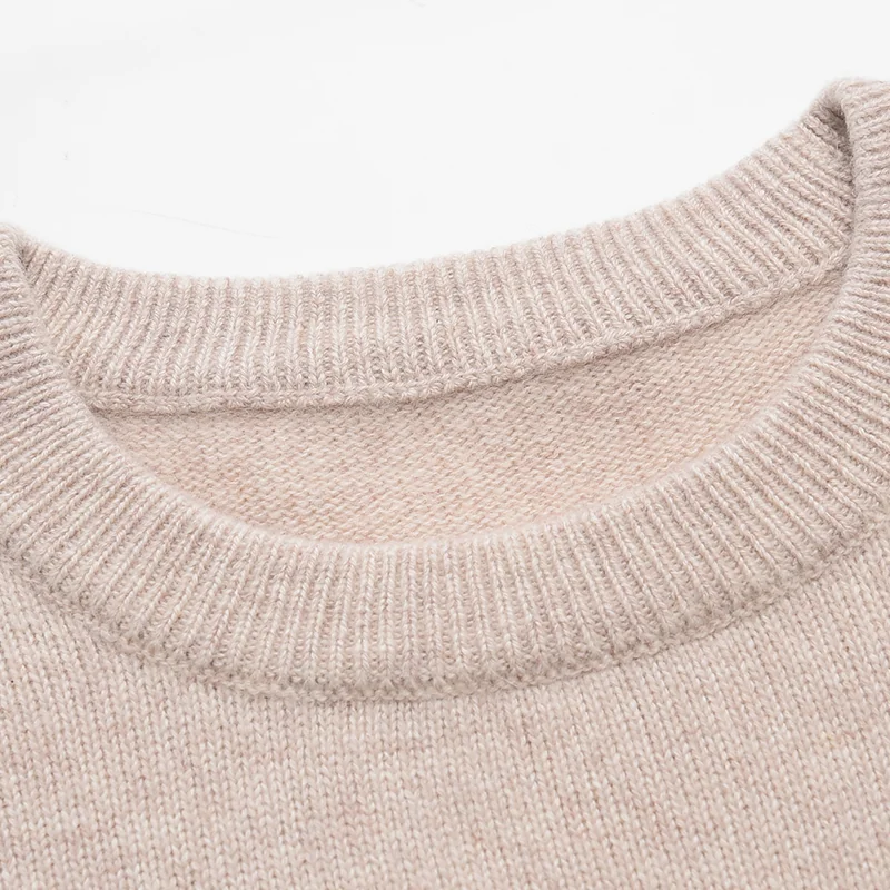 100% Cashmere, Cashmere crew-neck sweater — Grey, 14–15.5µm, Cashmere Garment / Men — detail view 10